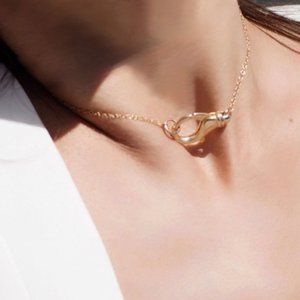 Are You Am I Gold Tati Clasp Choker Necklace